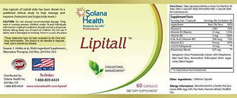 Lipitall for Healthy Cholesterol and Triglycerides. Clinically Proven, Just 1 Tablet a day!